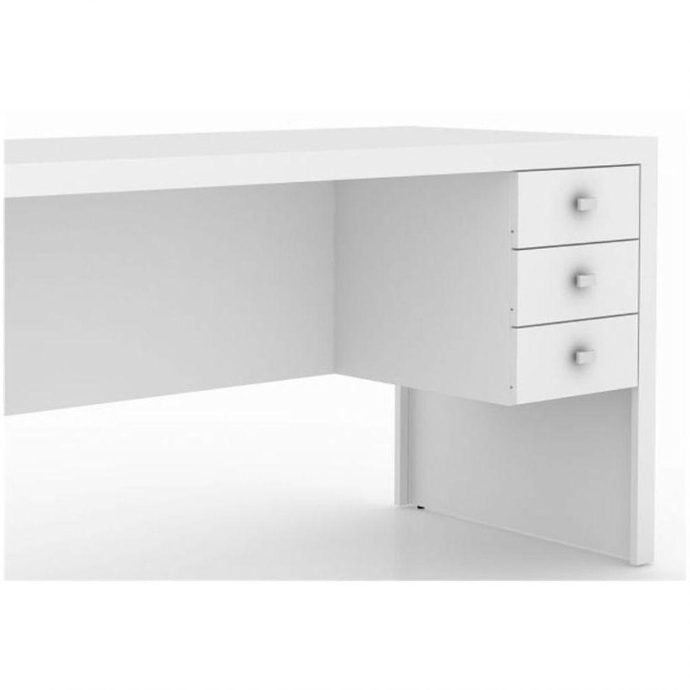 Mesa Com 03 Gavetas Para Home Office Branco - 7