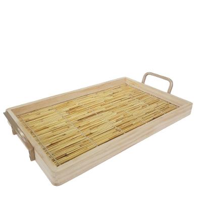 Bandeja Em Madeira Fundo Bambu 45cm