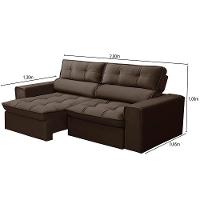 Sofá Retrátil Reclinável 3 Lugares 200cm Blanches F05 Veludo Marrom - Mpozenato - 2