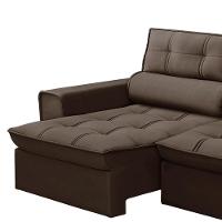 Sofá Retrátil Reclinável 3 Lugares 200cm Blanches F05 Veludo Marrom - Mpozenato - 3