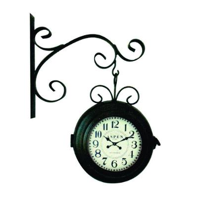Relógio Estação Dupla Face Aspen Retrô Preto Em Metal