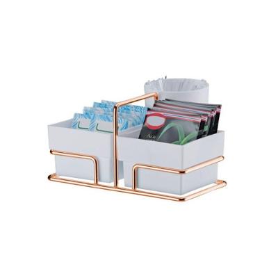 Organizador Para Sachês E Mexedor Caffè Future Branco E Rose Gold