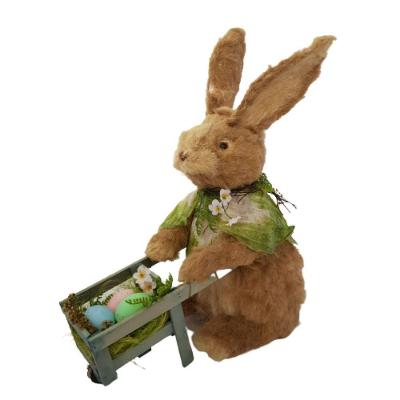 Coelho Fibras De Sisal Com Carrinho De Mão 45cm