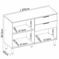 Balcão De Cozinha Alba 120cm Amêndola Grafito Prime Tx Com Tampo - Demóbile - 2