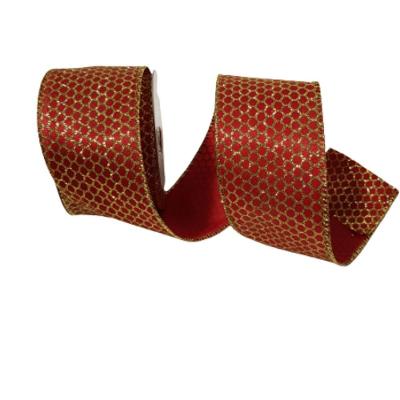 Fita Natal Aramada Vermelha/ Dourada Com Strass Comp 9.14m