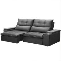 Sofá Retrátil Reclinável 3 Lugares 210Cm Moritz F05 Veludo Grafite - Mpozenato - 1