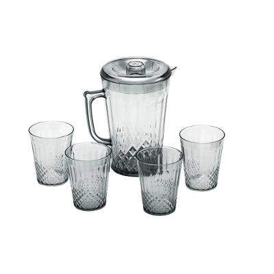 Jarra Acrílico 1 Litro Com 4 Copos Agua Suco Bebida Branco
