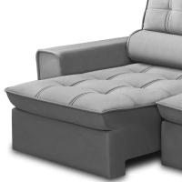 Sofá Retrátil Reclinável 3 Lugares 200cm Blanches F05 Veludo Prata - Mpozenato - 3