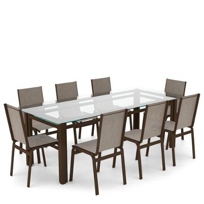 Sala Jantar Retangular 8 Lugares Alumínio Marrom Tela Mocca