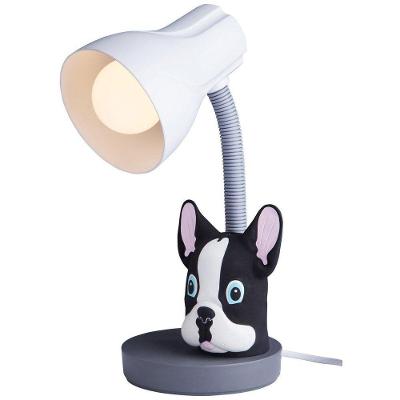 Luminária De Mesa Spiralle Cinza Com Pendeco Buldog Preto