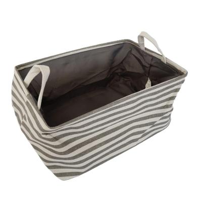 Cesto Retangular Em Tecido Cinza E Branco 27.50cm