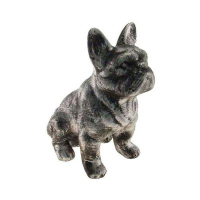 Decoração Dog Cachorro Bulldog Sentado Prata - Enfeite