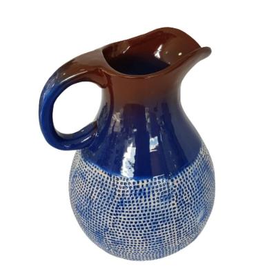 Jarro Decorativo Cerâmica Azul/marrom 22cm X 20cm