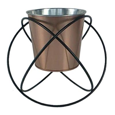 Cachepot Em Metal Cobre Prateado 20Cm 17 5Cm 16 4Cm