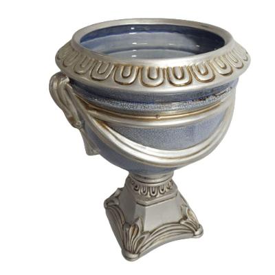 Vaso Cerâmica Craquelada Estilo Imperial Lilás 36cm