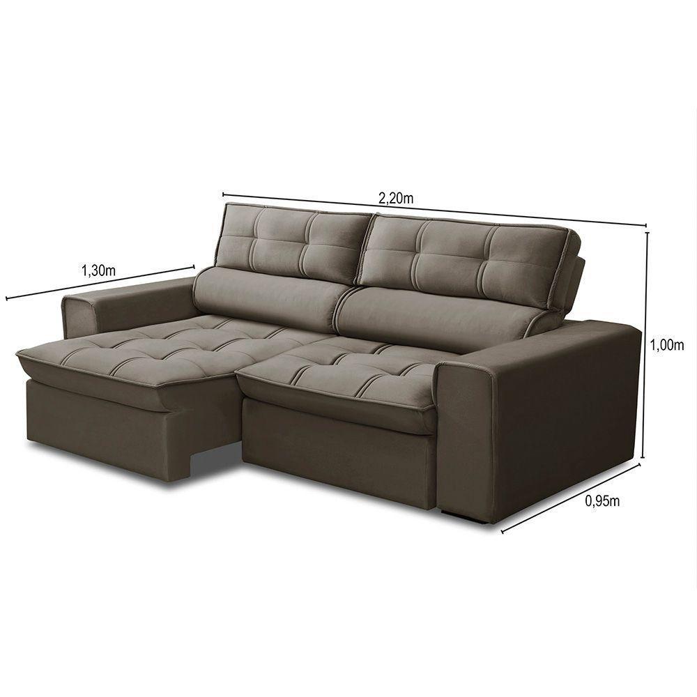 Sofá Retrátil Reclinável 3 Lugares 220Cm Blanches F05 Veludo Castor - 2