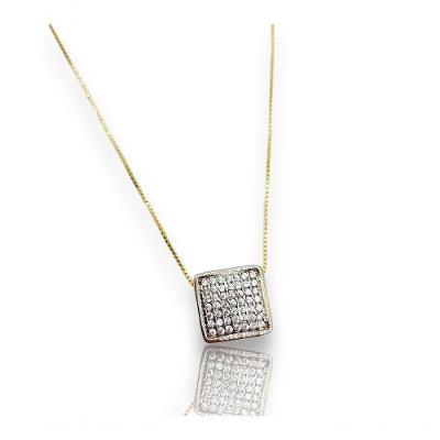Colar Quadrado Com Micro Zircônias Em Ródio