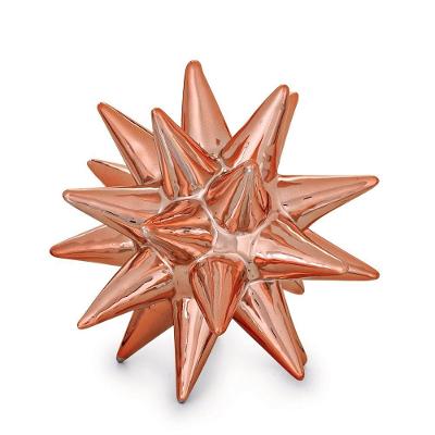 Enfeite Decorativo ouriço em Cerâmica Rosê Gold 15x16cm
