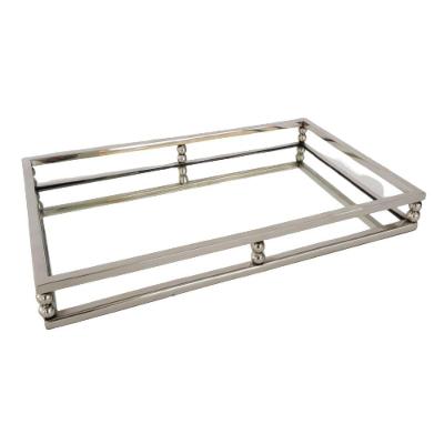 Bandeja Retangular Inox Com Vidro 41cm