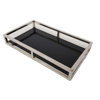Bandeja Retangular Inox Com Vidro 35cm