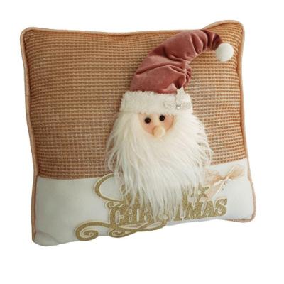 Almofada Dourada E Branca Com Papai Noel 40cm X 40cm