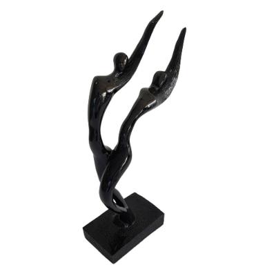 Estátua Abstrato Casal Resina Preto 47cm