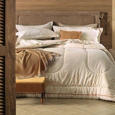 Cobre Leito Casal Karsten Com 2 Porta Travesseiros 180 Fios Percal 100% Algodão Jade Bege/Taupe