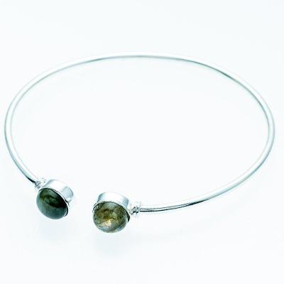 Bracelete Feminino Prata 925 Com Pedra Natural - Labradorita