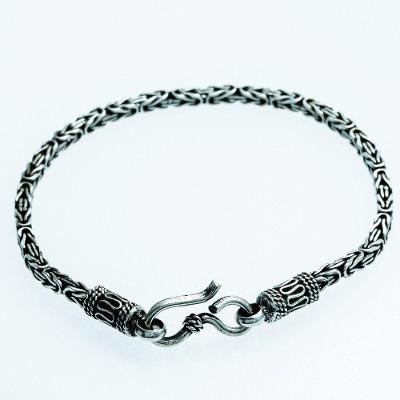 Pulseira Masculina Bali Prata 925 Ponto Peruano Quadrado - 20,5cm