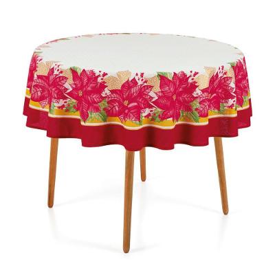 Toalha De Mesa De Natal Redonda Karsten 4 Lugares Poinsétias