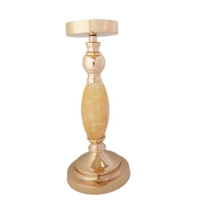 Castiçal Metal Dourado E Madre Pérola 32cm