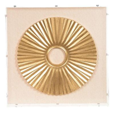 Quadro Decorativo Franzido Redondo Dourado 50x50x5 Cm - D'rossi