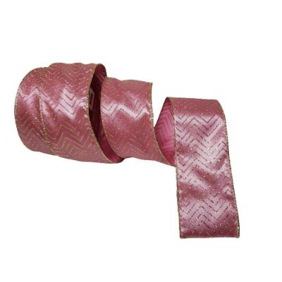 Fita Natal Aramada Rosa Com Dourada Comp 9.14m