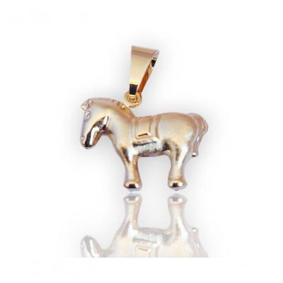 Pingente Cavalo Fosco Duplo Dourado
