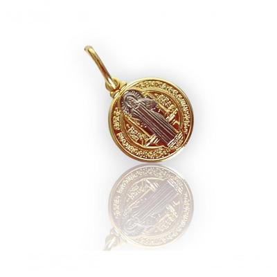 Pingente De São Bento Com Ródio Dourado