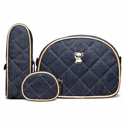 Kit Viagem Classic For Baby Bags Koala Jeans Dourado Azul