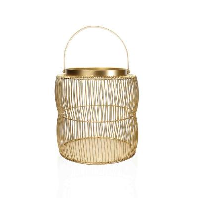 Lanterna Decorativa Em Metal Dourado 32,5X21X21cm - D'Rossi
