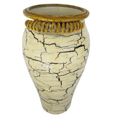 Vaso Latão Craquelado Preto Detalhe Tranças 32.00cm 32cm X 20cm