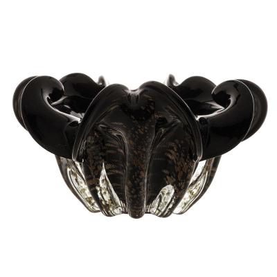 Centro De Mesa Murano Preto Com Rose 21cm