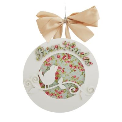Enfeite Guirlanda Mdf Pássaro Bem Vindos 22cm X 21cm