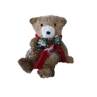 Urso Em Palha Natural Sentado 23cm