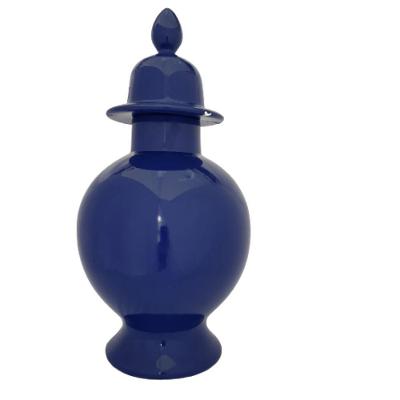 Potiche Azul Em Cerâmica Com Tampo 46cm Al 46cm
