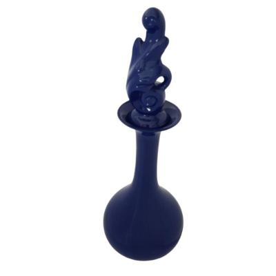 Potiche Azul Em Cerâmica Com Tampo 46cm 46cm
