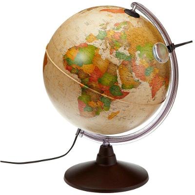 Globo Terrestre Marco Polo Antigo 30Cm C/ Luz E Lupa