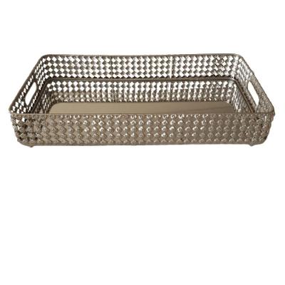 Bandeja Retangular Inox + Alça + índia 61cm X 33cm X 6cm