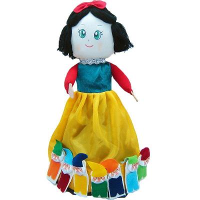Boneca Dupla Face - Branca De Neve/bruxa E Os 7 Anões (dedoches) Multicolorido 100% Artesanal
