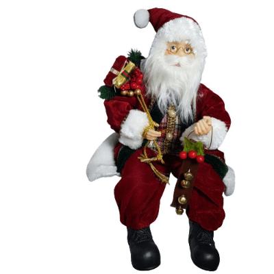 Papai Noel Sentado Veludo Bordo 60cm 60 Cm