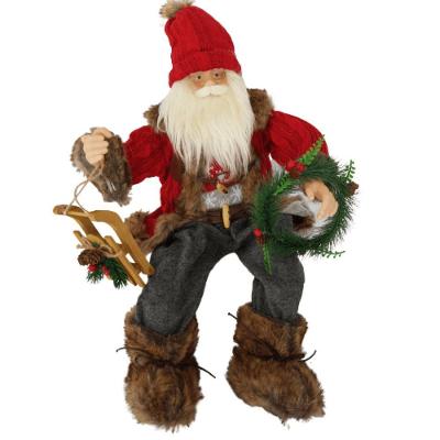 Papai Noel Sentado Tricô 70cm Com Trenó 70cm