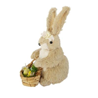 Coelha Fios De Sisal Com Cesta De Ovos 35cm