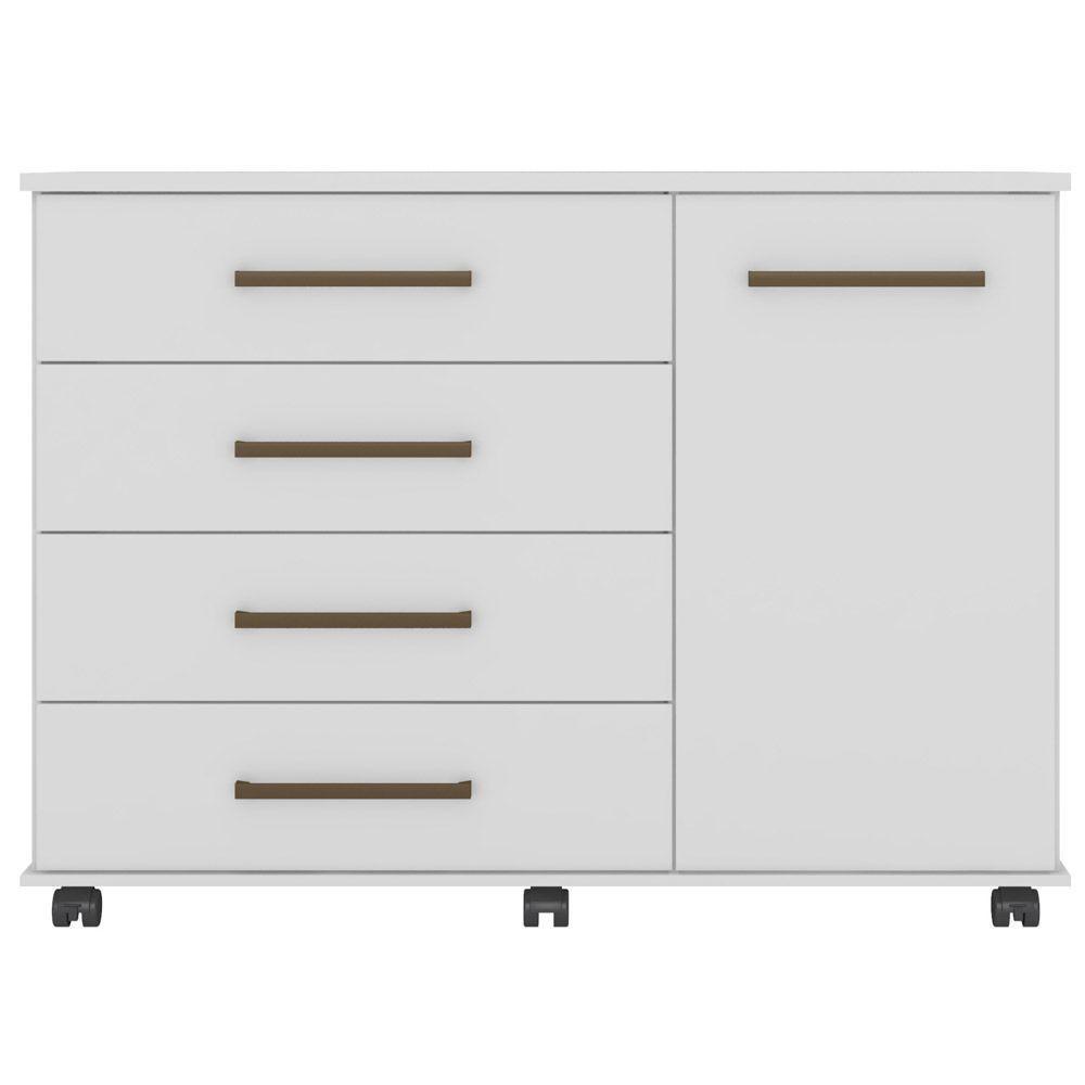 Cômoda Para Quarto 1 Porta 4 Gavetas Flora D02 Branco - 2